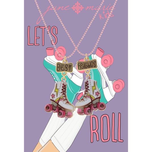 Kids 14" Pink Chain wtih "Best" + "Friends" Roller Skates, 3" Ext