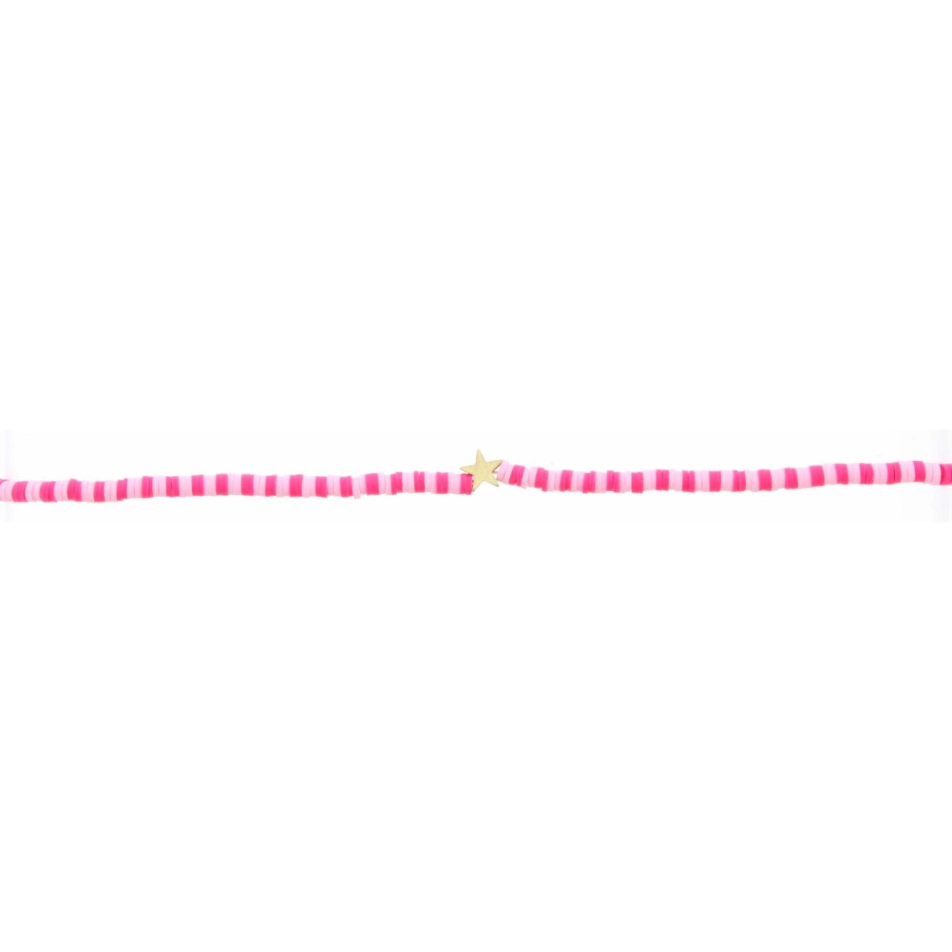 Kids 14" Light Pink & Hot Pink Rubber Disk with Star Necklace, 3" Ext