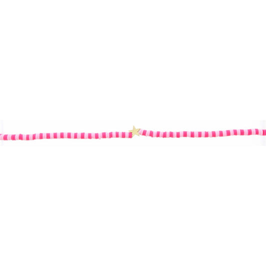 Kids 14" Light Pink & Hot Pink Rubber Disk with Star Necklace, 3" Ext
