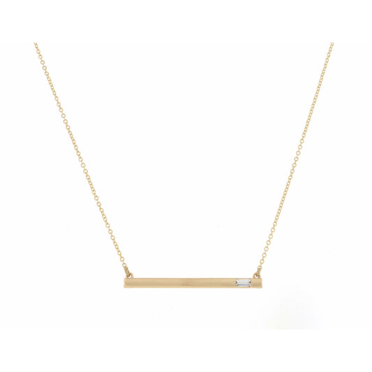 16" Straight Bar, Rectangular Crystal on Gold Chain Necklace , 3" Ext