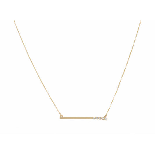 16" Bar with Four Clear Crystals on Gold Chain Necklace , 3" Ext