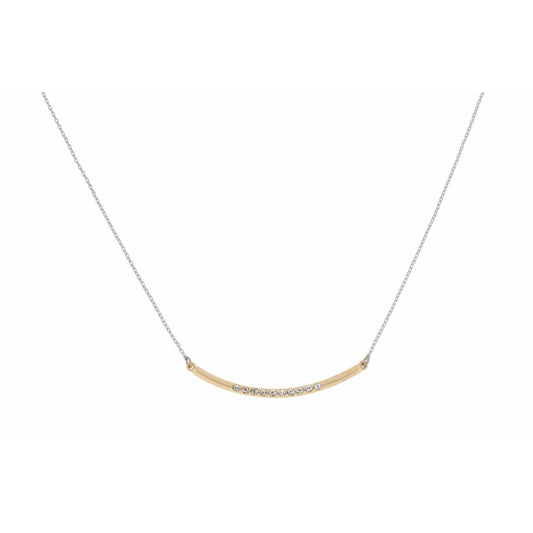 16" Curved Bar with Cluster Crystals on Silver Chain Necklace , 3" Ext
