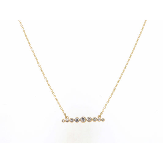 16" Clear, Straight, Circle Crystal Bar on Gold Chain Necklace , 3" Ext