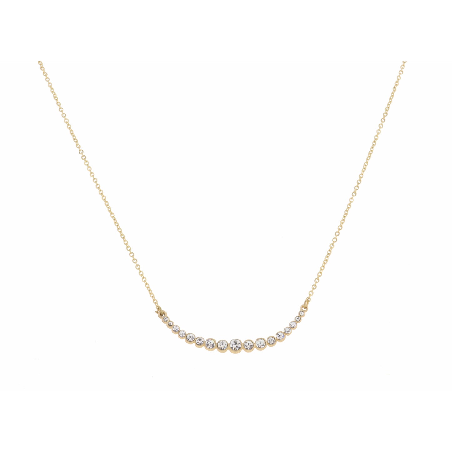 16" Curved Circle Bar on Gold Chain Necklace , 3" Ext