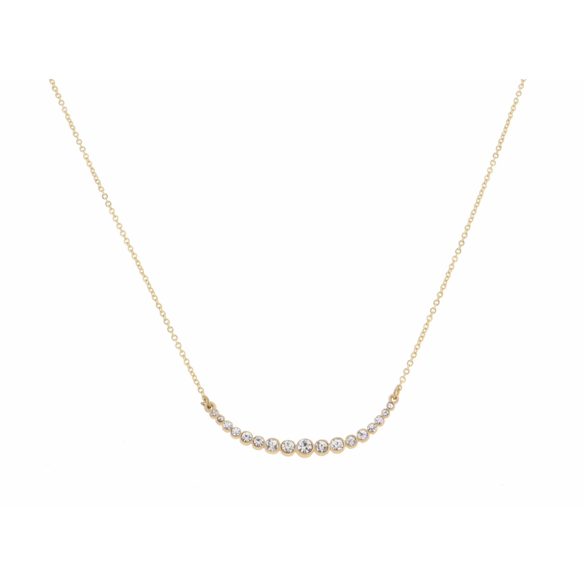 16" Curved Circle Bar on Gold Chain Necklace , 3" Ext