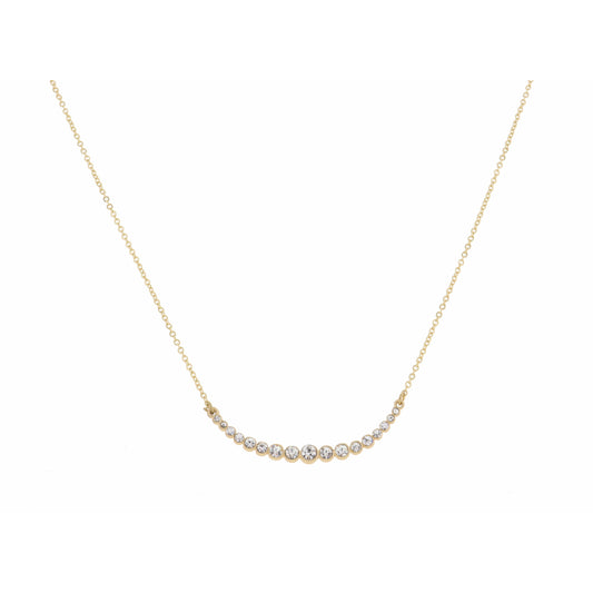 16" Curved Circle Bar on Gold Chain Necklace , 3" Ext