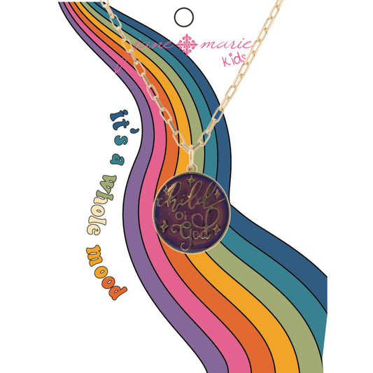 Kids 14" Mood Changing Circle with " Child of God" Necklace