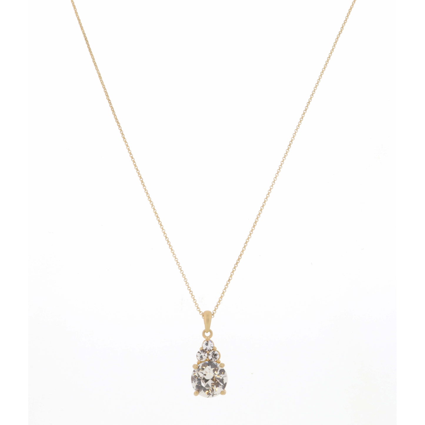 18" Mini Clear Cluster on Big Clear Circle Crystal Necklace, 3" Ext