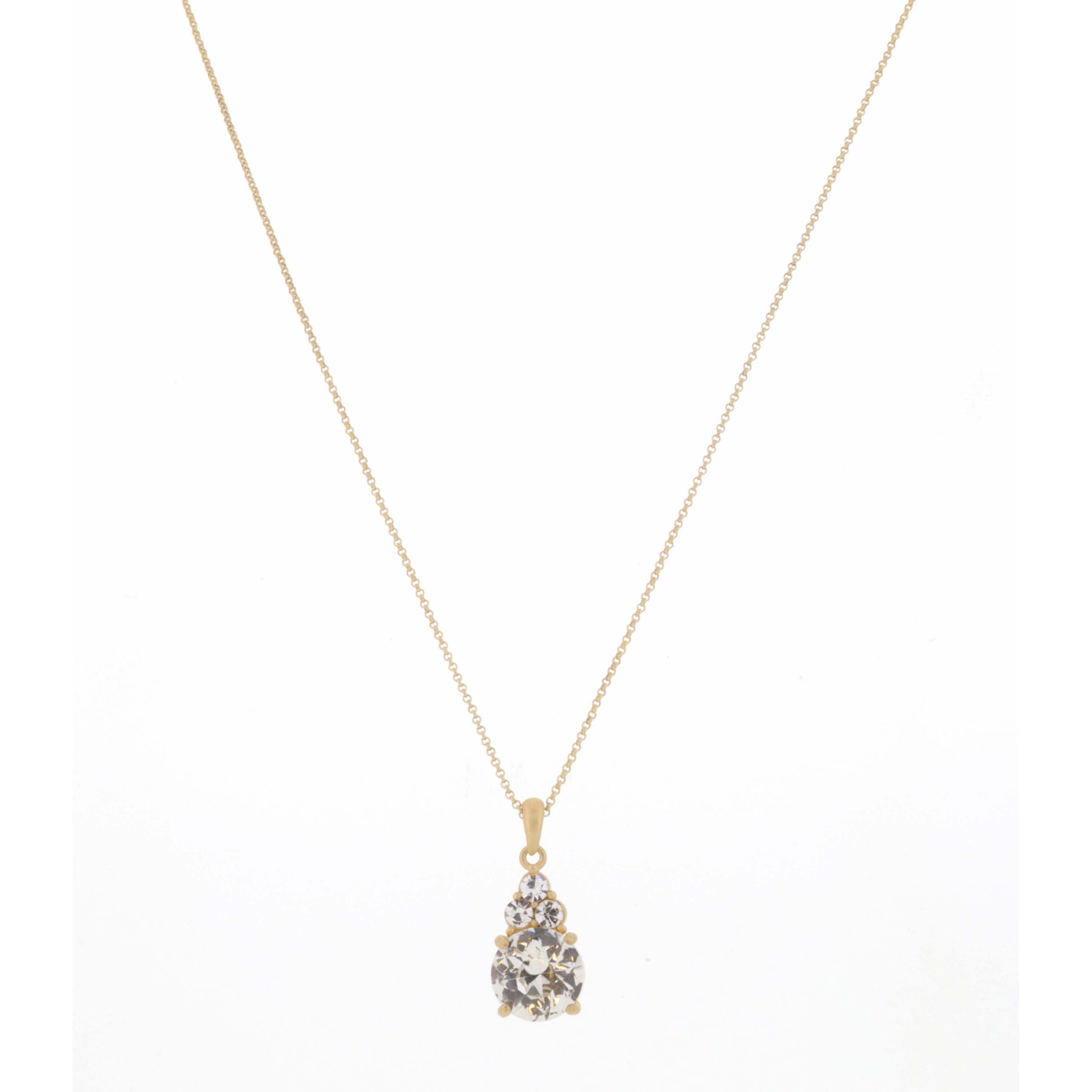 18" Mini Clear Cluster on Big Clear Circle Crystal Necklace, 3" Ext