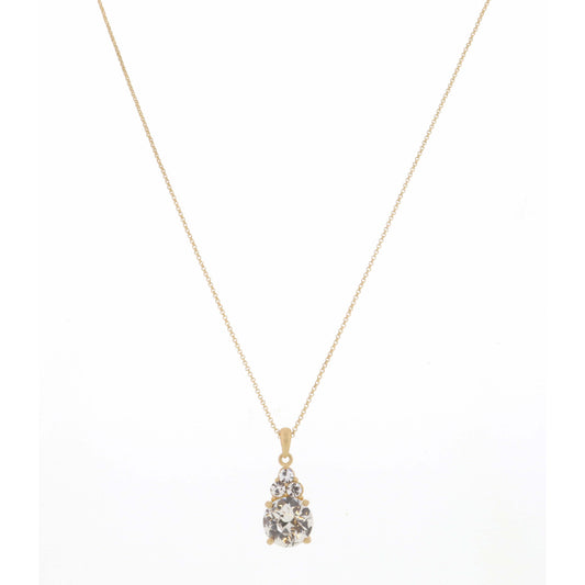 18" Mini Clear Cluster on Big Clear Circle Crystal Necklace, 3" Ext