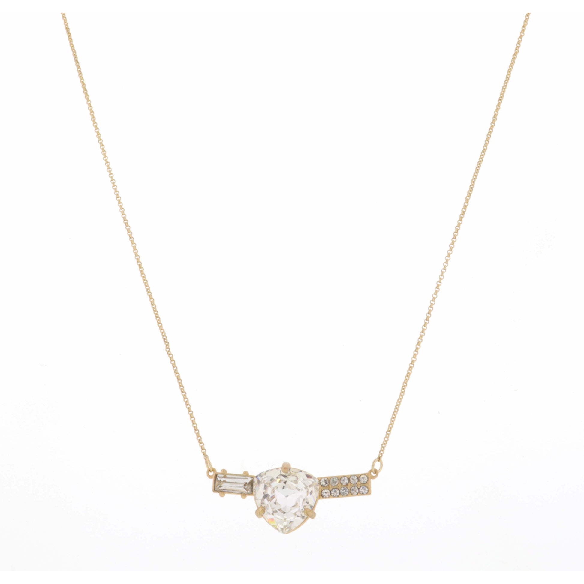 18" Teardrop Surrounded by Mini Clear Crystal Rectangles Necklace, 3" Ext