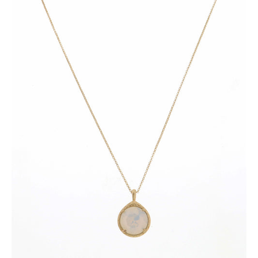 18" Gold Encased Opal Crystal Necklace, 3" Ext