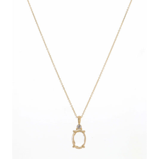18" Mini Clear Crystal on Champagne Oval Necklace, 3" Ext