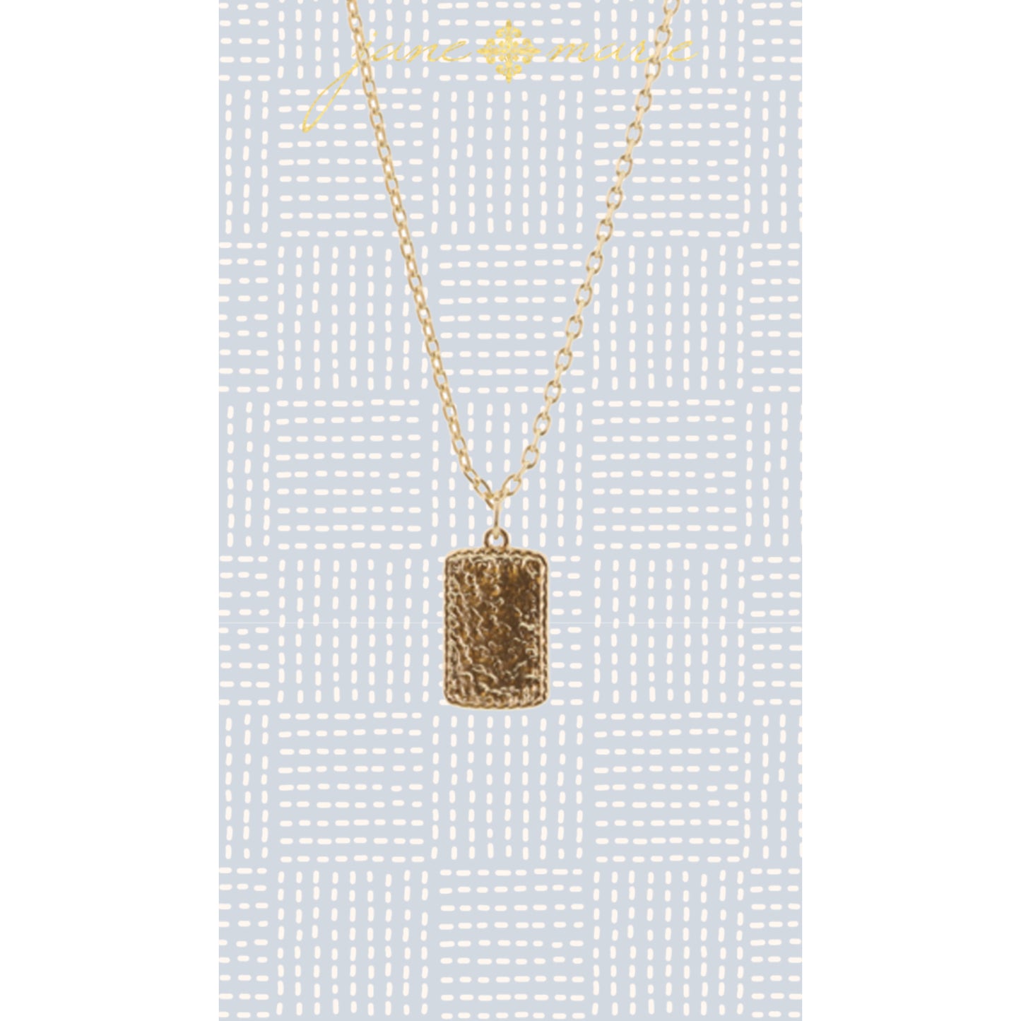 16" Gold Hammered Rectangle Necklace, 3" Ext
