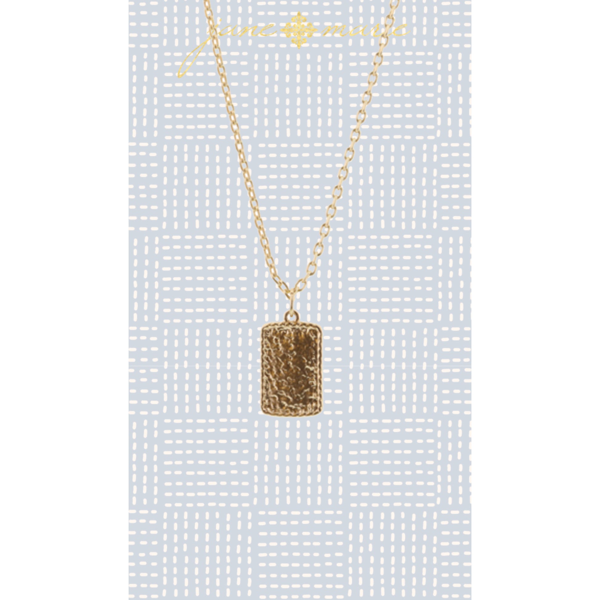 16" Gold Hammered Rectangle Necklace, 3" Ext