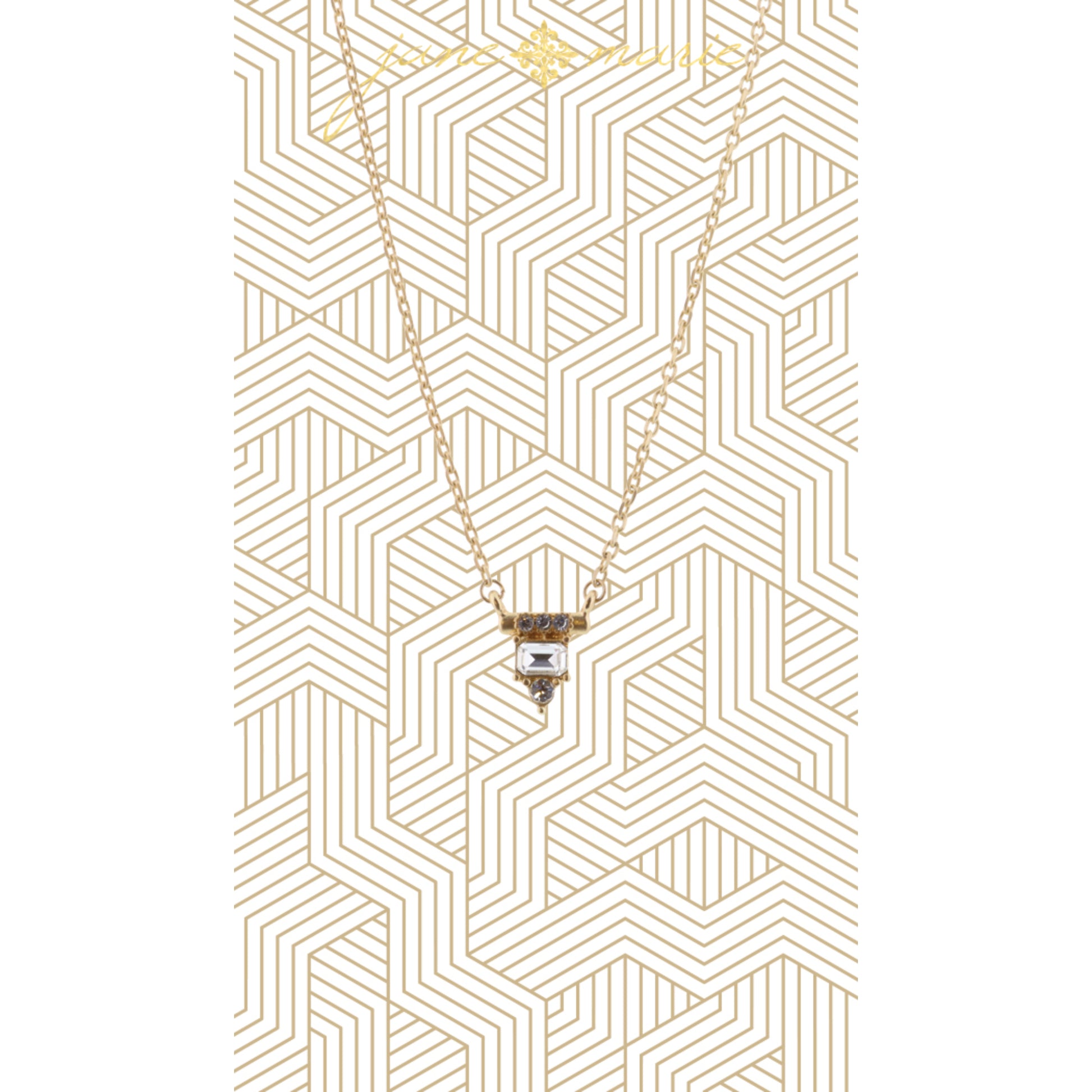 16" Mixed Clear Crystal Pendant Necklace, 3" Ext
