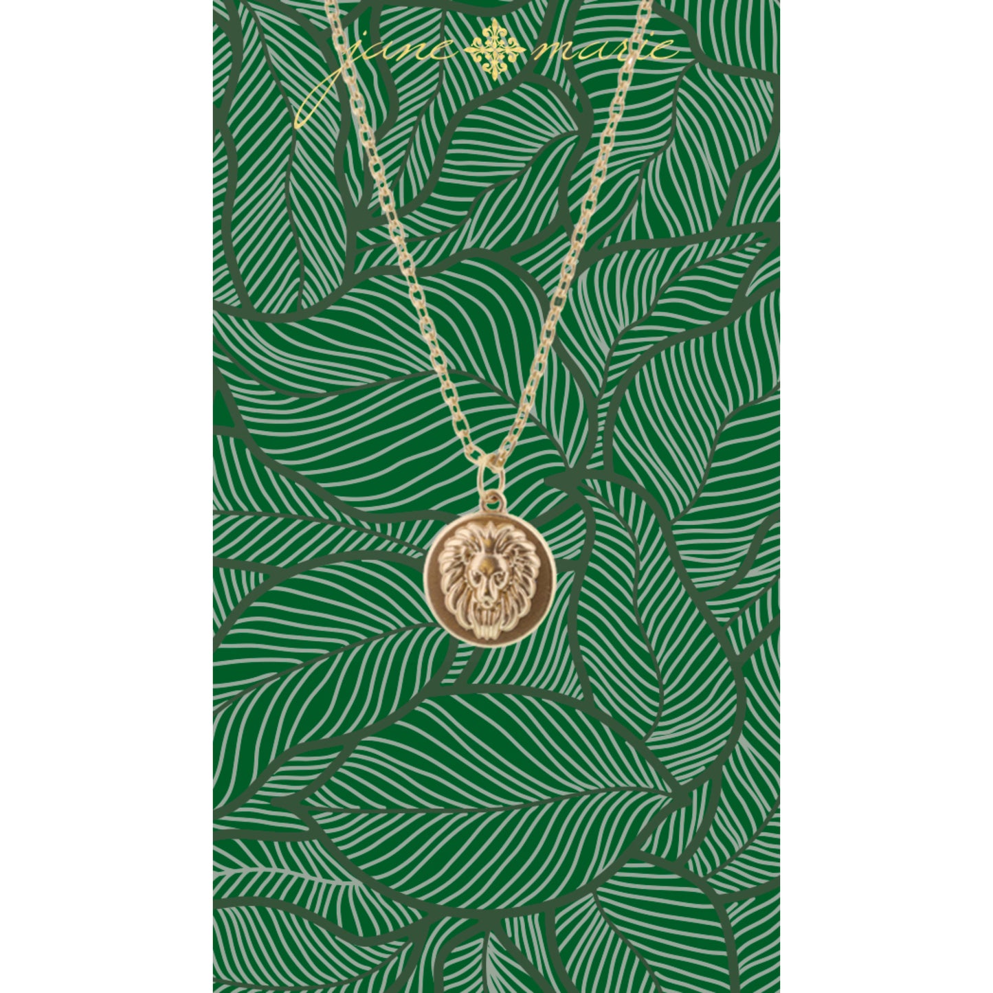 16" Gold Lion Head Necklace, 3" Ext