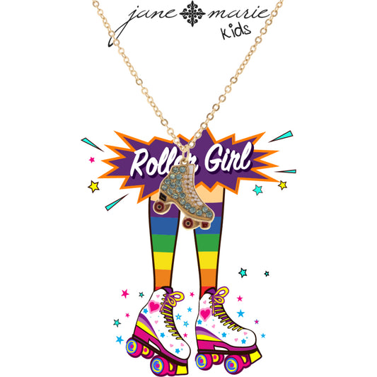 Kids 14" Crystal Roller Skate Necklace, 3" Ext