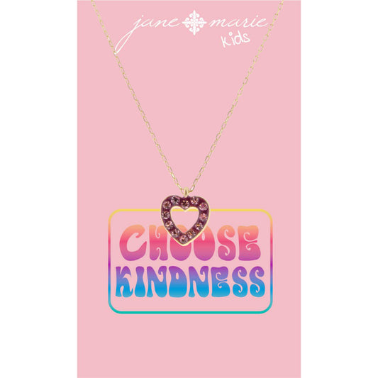 Kids 14" Purple Open Heart with Pink Crystals Necklace, 3" Ext