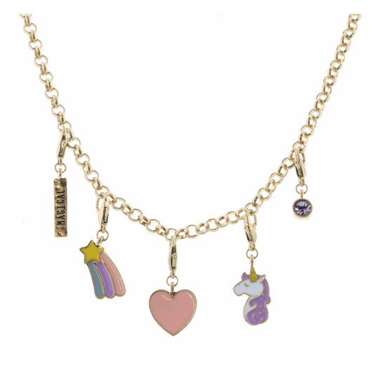 Kids 14" "Magical" and Coordinating Removable Charms Necklace, 3" Ext