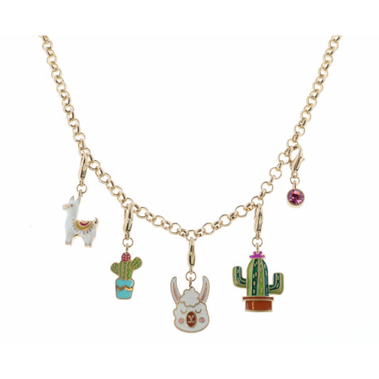 Kids 14" Llama and Coordinating Removable Charms Necklace, 3" Ext