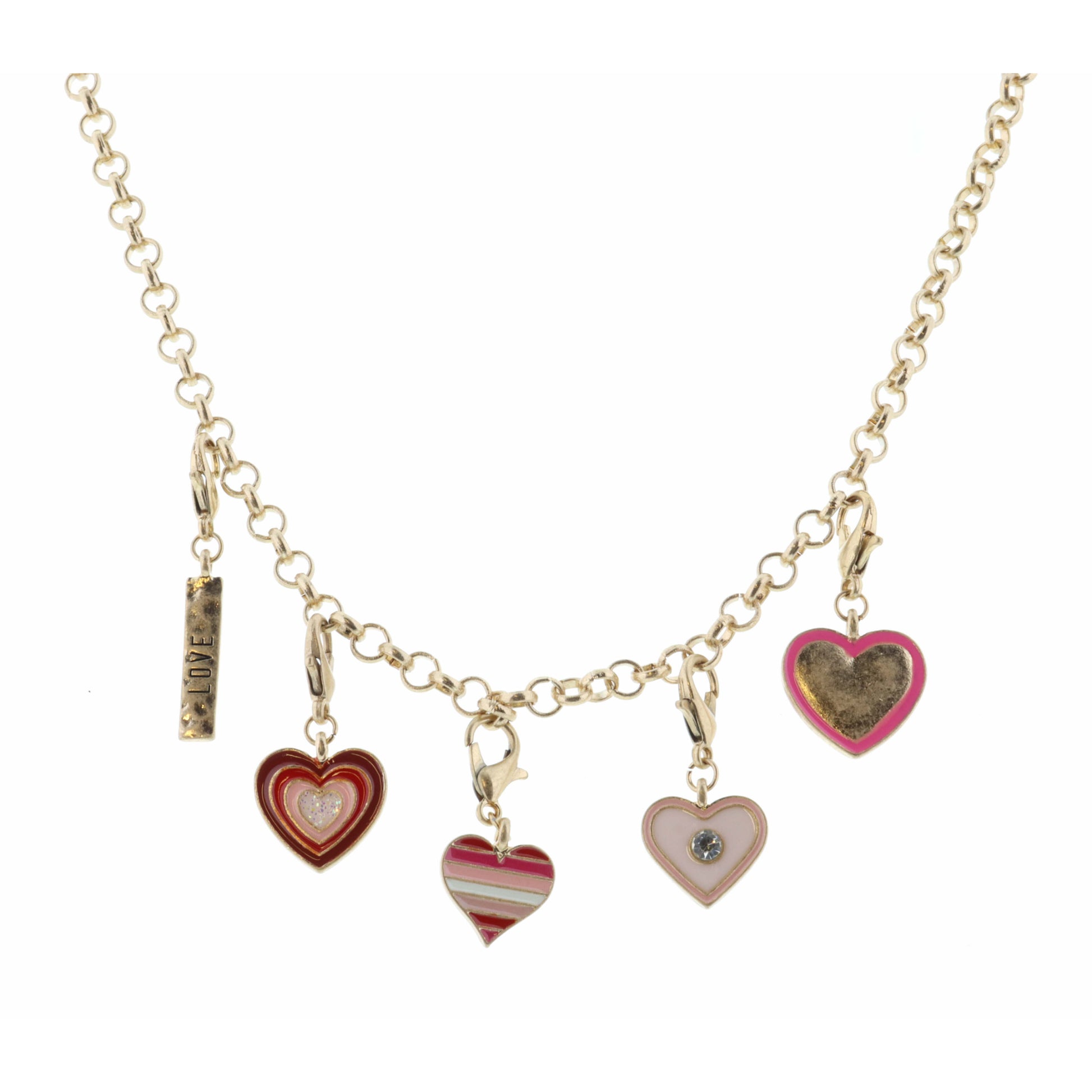Kids 14" "Love" and Coordinating Removable Charms Necklace, 3" Ext
