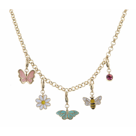 Kids 14" Bee and Coordinating Removable Charms Necklace, 3" Ext