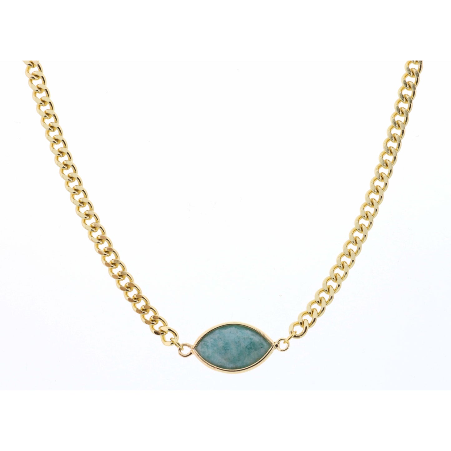 18" Amazonite Marquise on Curb Chain Necklace