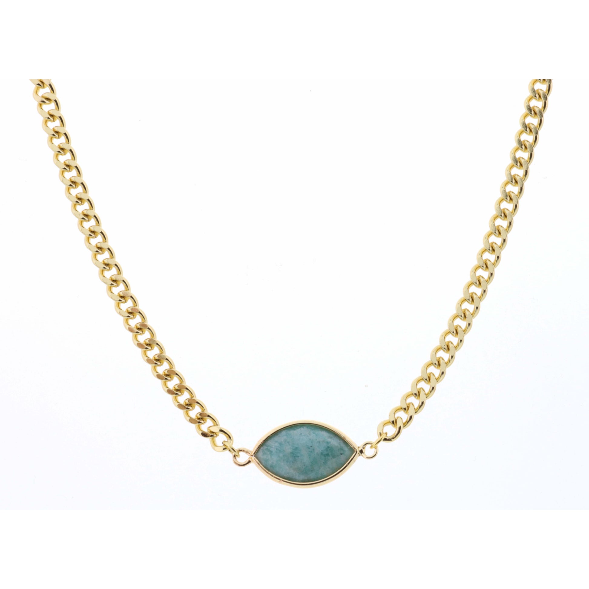 18" Amazonite Marquise on Curb Chain Necklace