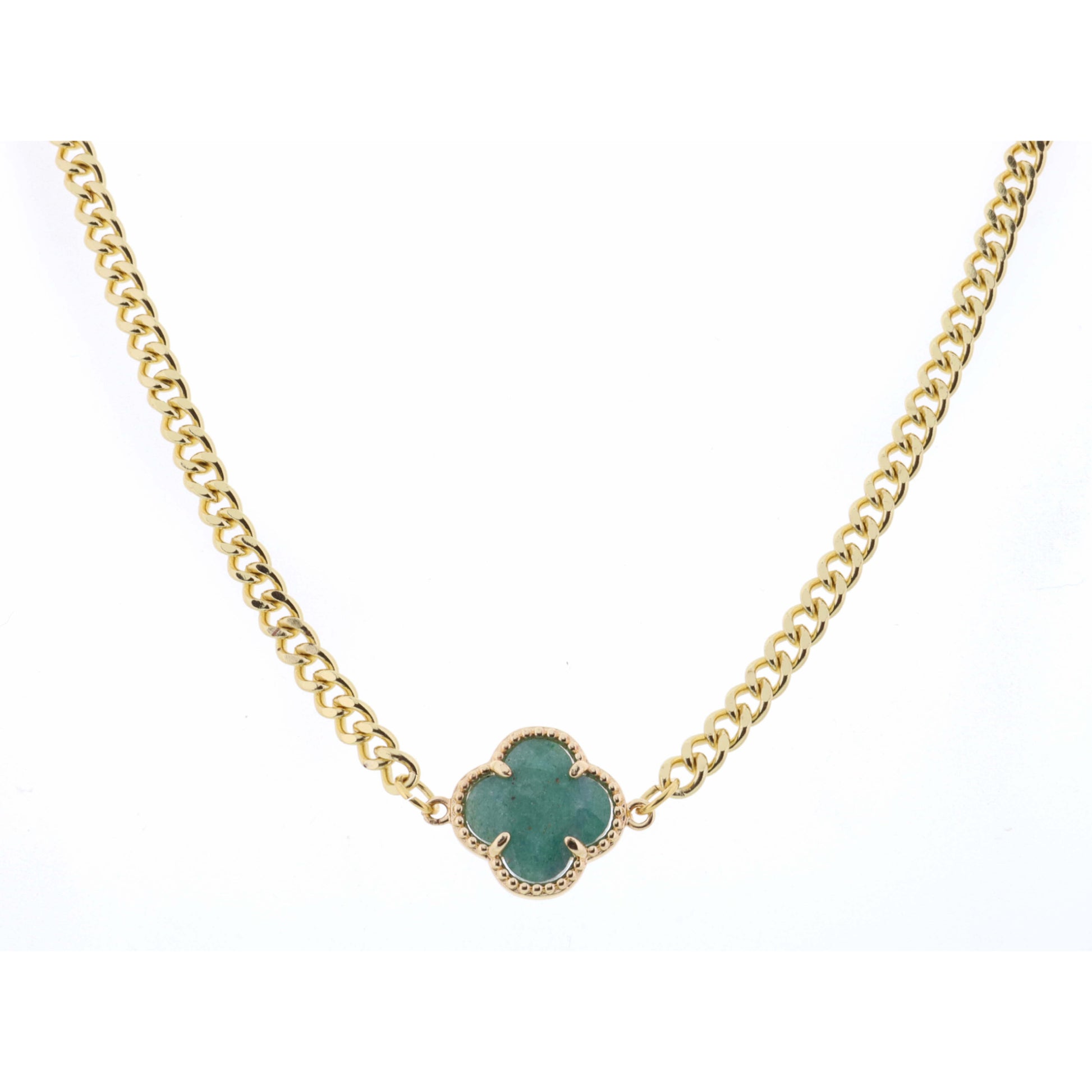 18" Amazonite Clover on Curb Chain Necklace