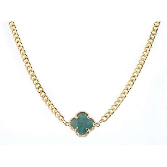 18" Amazonite Clover on Curb Chain Necklace