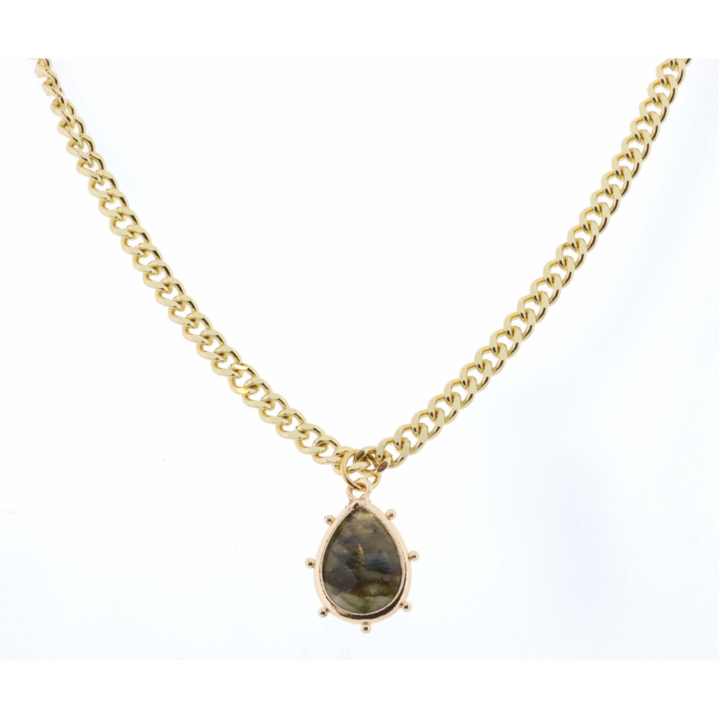 18" Labradorite Teardrop on Curb Chain Necklace