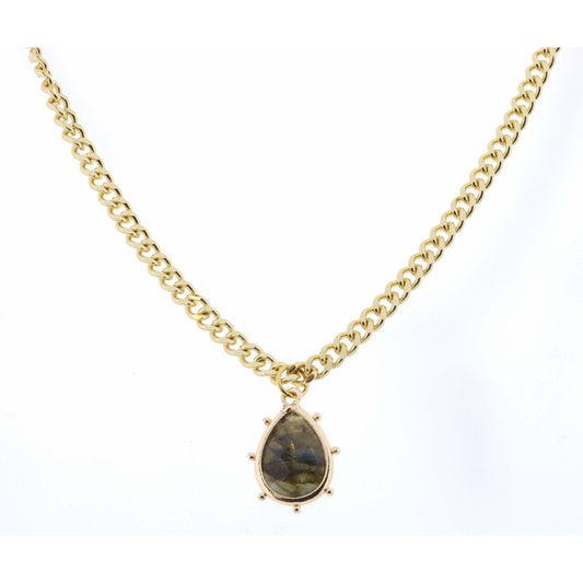 18" Labradorite Teardrop on Curb Chain Necklace