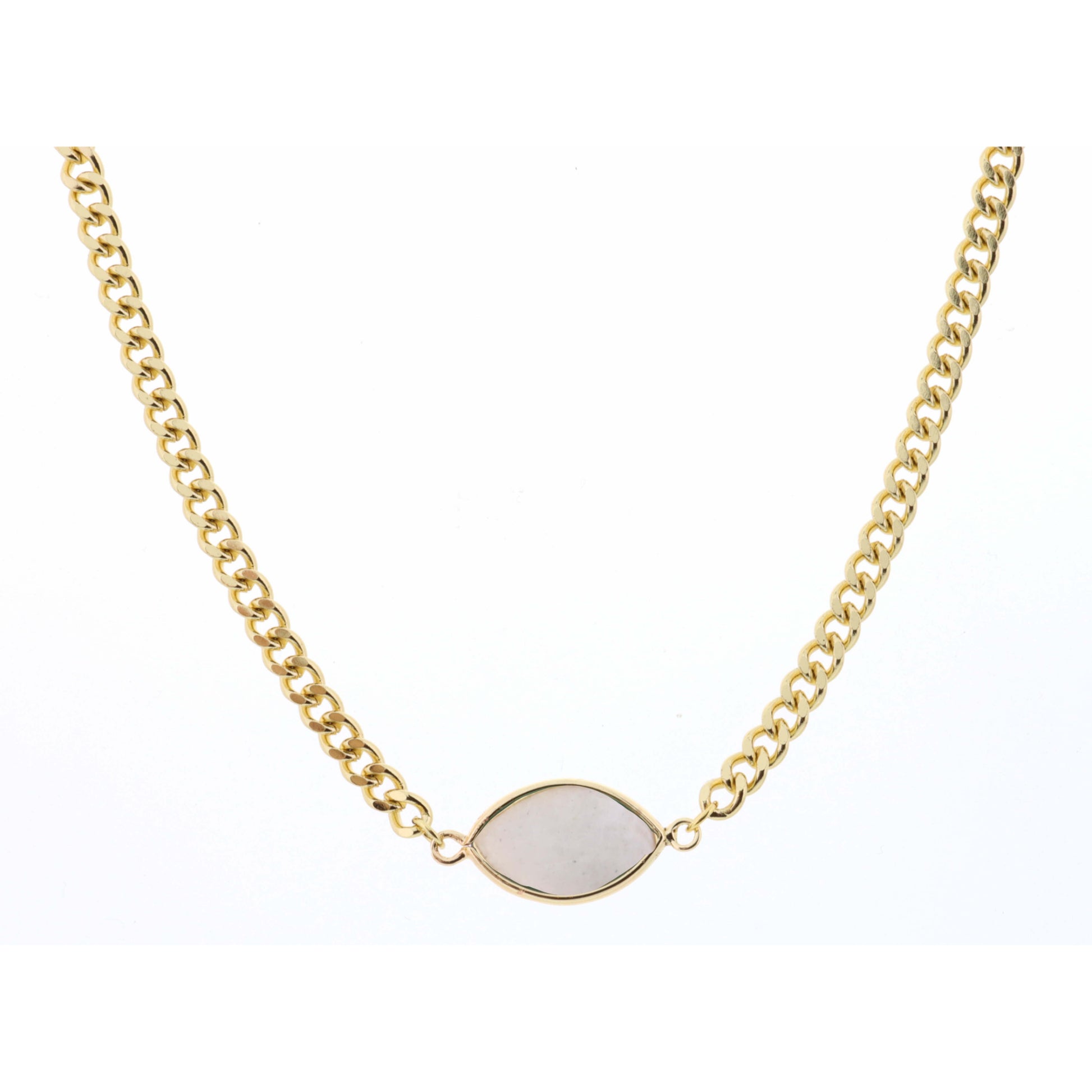 18" Quartz Marquise on Curb Chain Necklace