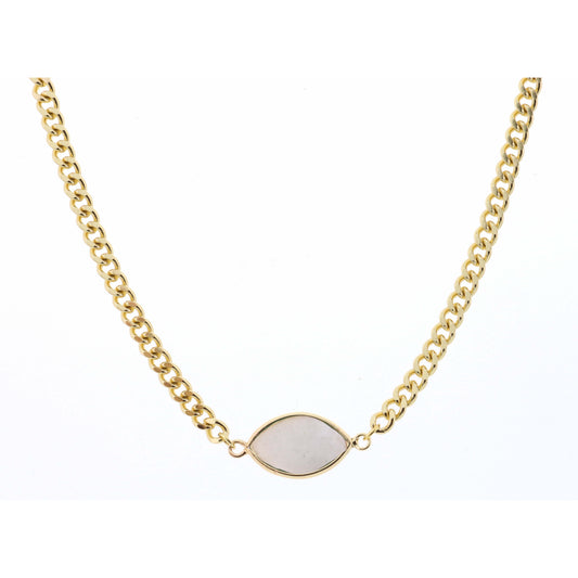 18" Quartz Marquise on Curb Chain Necklace