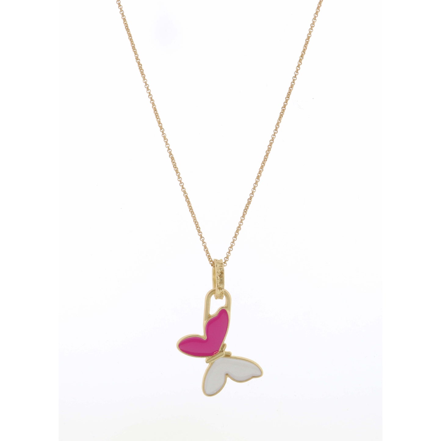 Kids 14" Hot Pink & White Butterfly Necklace, 3" Ext