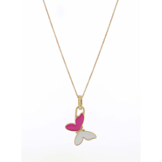 Kids 14" Hot Pink & White Butterfly Necklace, 3" Ext