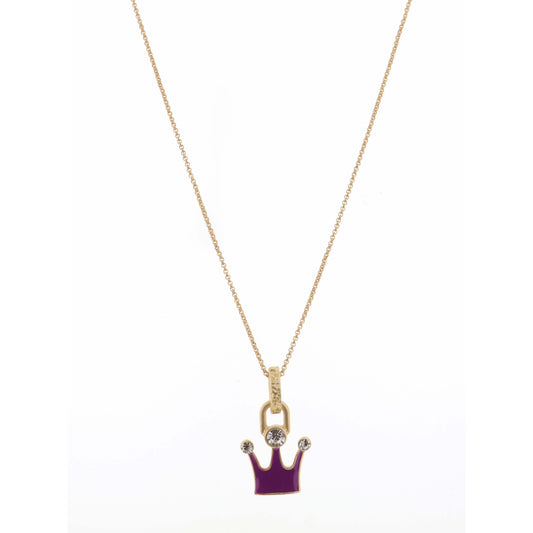 Kids 14" Purple Crown with Clear Crystal Accents Necklace, 3" Ext