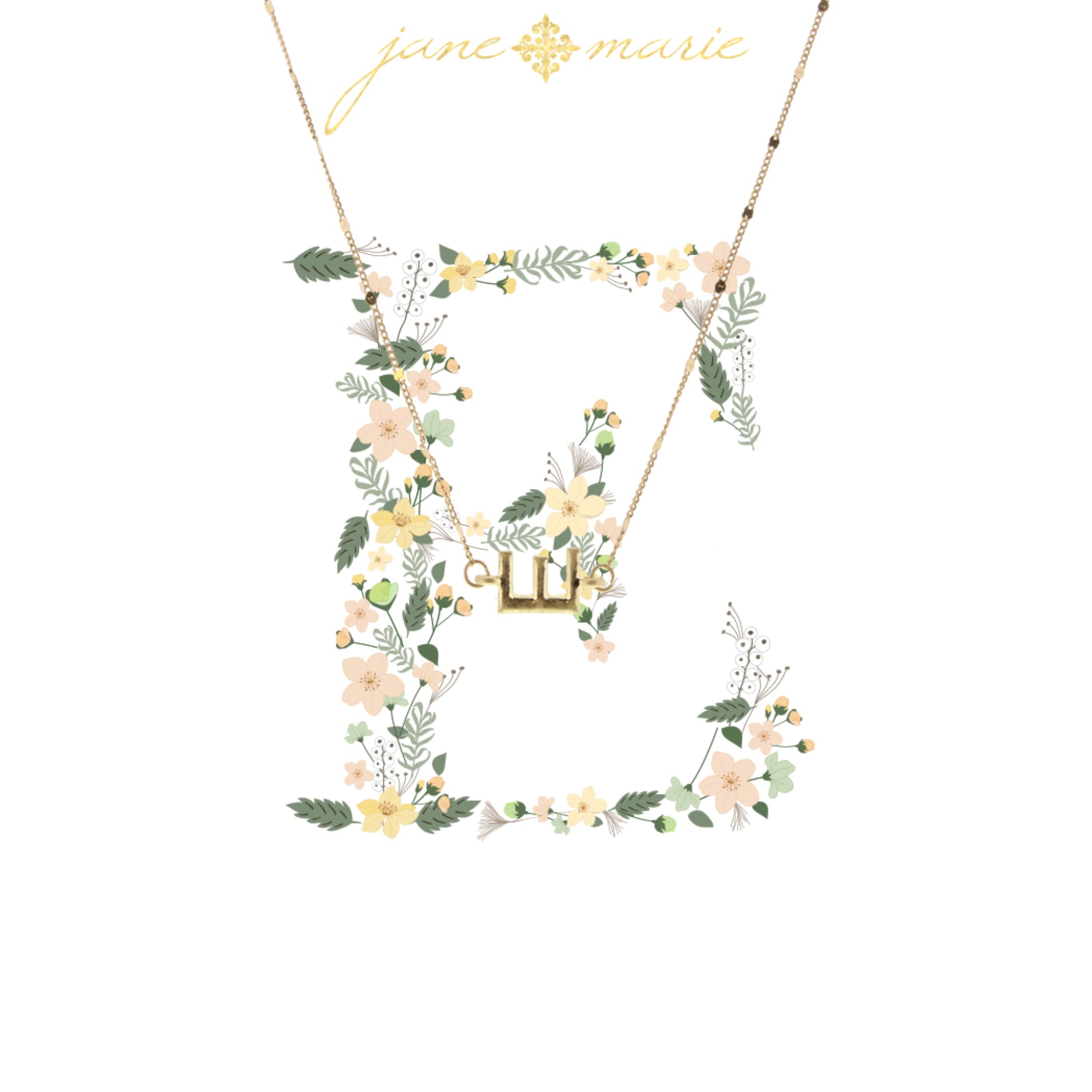 16" Block "E" Initial on Disc Chain Necklace, 3" Ext