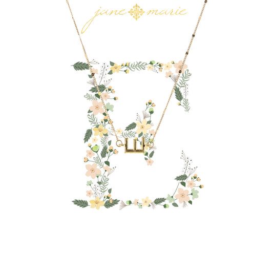16" Block "E" Initial on Disc Chain Necklace, 3" Ext