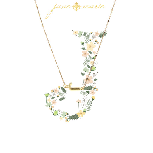 16" Block "J" Initial on Disc Chain Necklace, 3" Ext