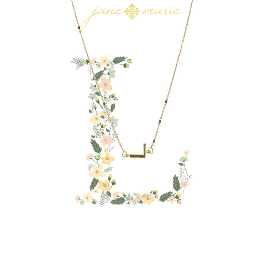 16" Block "L" Initial on Disc Chain Necklace, 3" Ext
