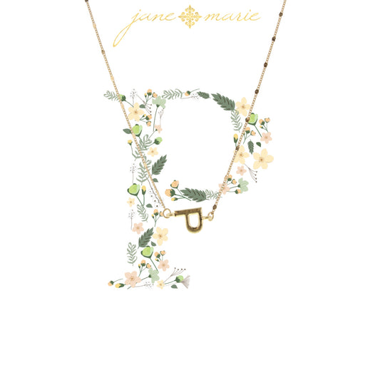 16" Block "P" Initial on Disc Chain Necklace, 3" Ext