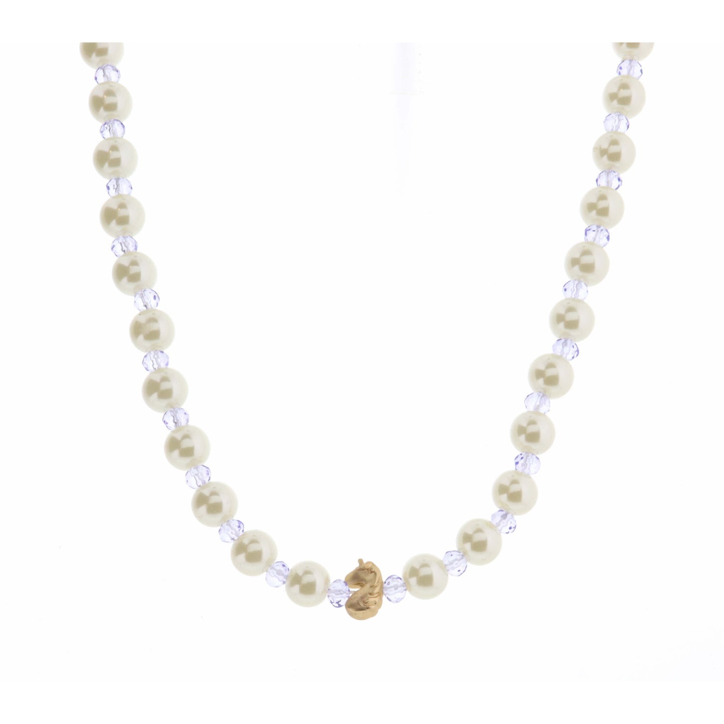 Kids 14" Pearl & Lavender Faceted with Unicorn Necklace, 3" Ext