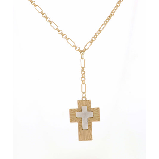 18"-32" Cross with Clear Cross Stone Necklace