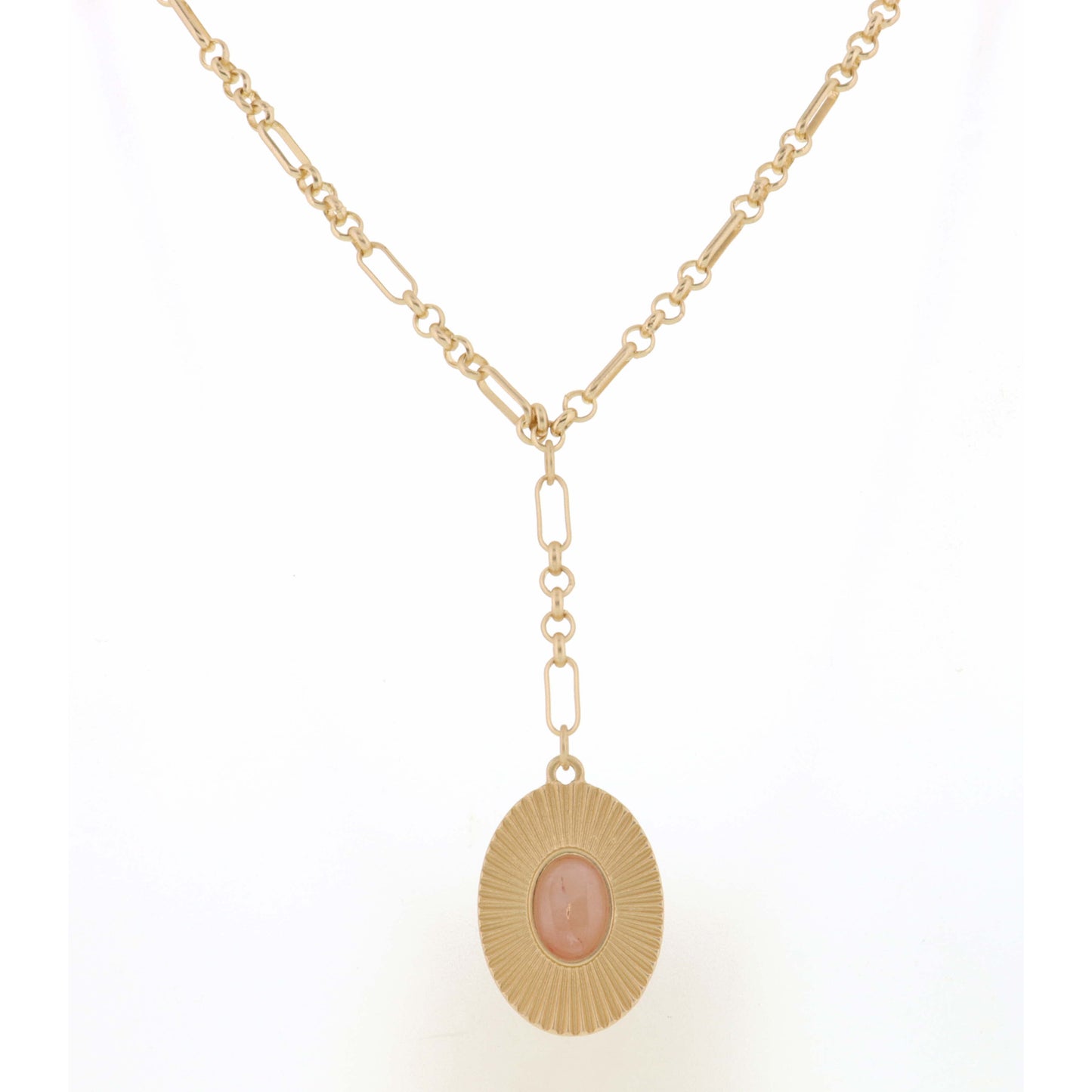 18"-32" Oval with Rose Quartz Oval Stone Necklace