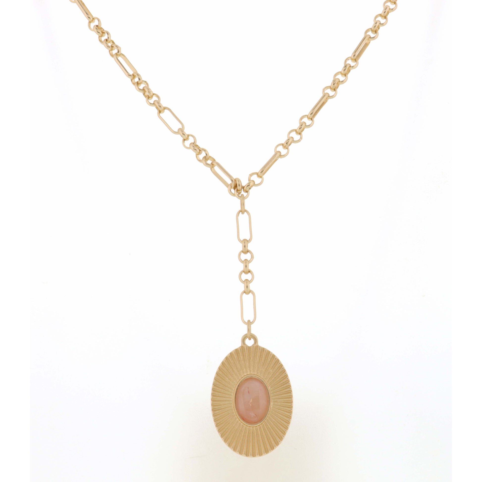 18"-32" Oval with Rose Quartz Oval Stone Necklace