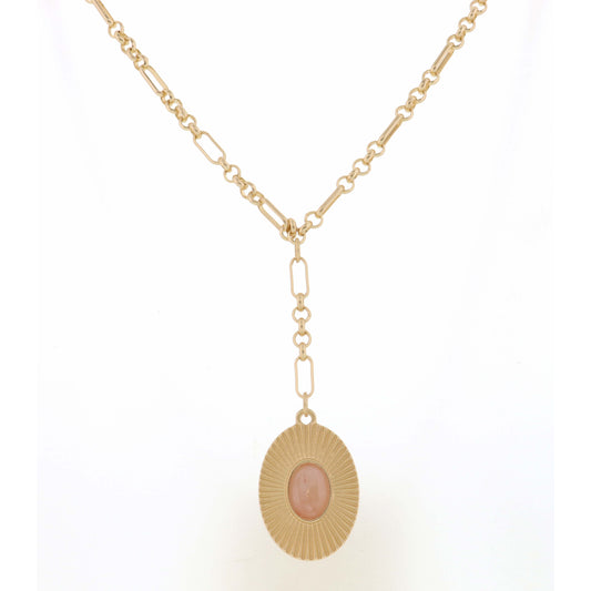 18"-32" Oval with Rose Quartz Oval Stone Necklace
