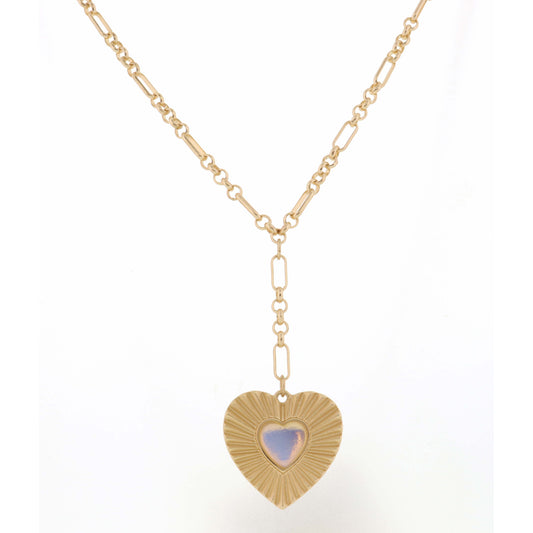 18"-32" Heart with Opal Heart Stone Necklace