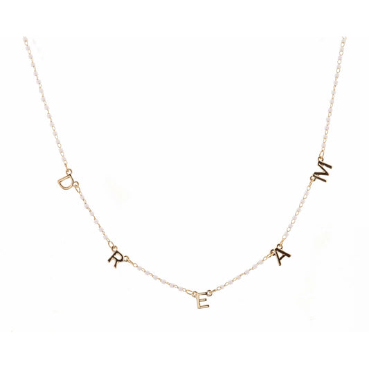 16" Faceted White Dream Necklace, 3" Ext